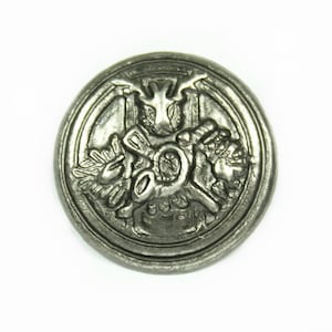 Metal Buttons - Hunter Emblem Metal Buttons , Gray Silver Color , Shank , 0.87 inch , 10 pcs