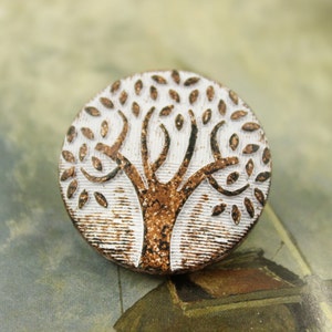 Metal Buttons White Rust Carving Big Tree Pattern Shank Buttons. 1 inch. 6 pcs image 3