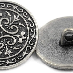 Boutons en métal - Boutons en métal de fleur celtique , Couleur argent antique , Jarret , 0.83 pouces , 6 pcs