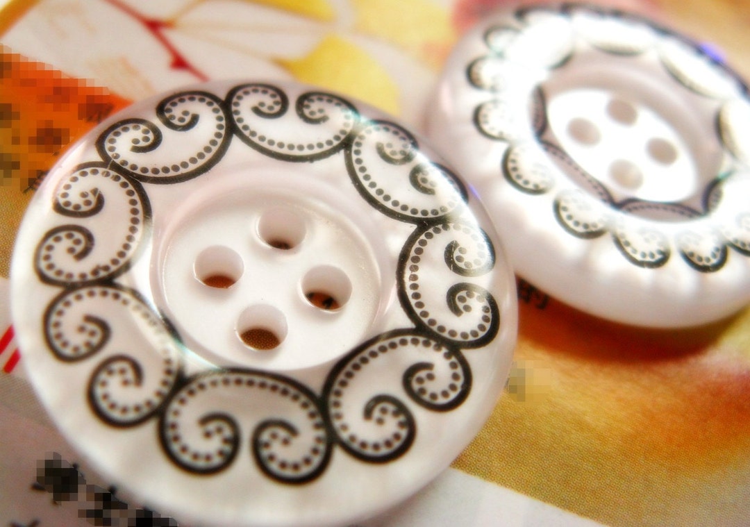 Translucent Plastic Buttons - Lot 10 Pieces of White Translucent ...