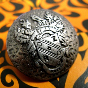 Metal Buttons - Shield Emblem Metal Buttons , Gunmetal Color , Domed , Shank , 0.90 inch , 10 pcs
