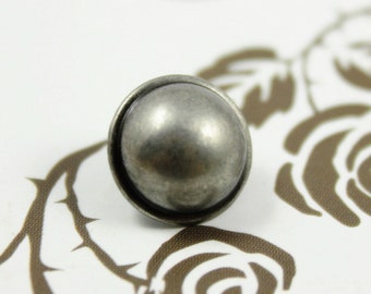 Botones de metal - Botones de metal abovedados, color gris plateado, vástago, 0,47 pulgadas, 10 piezas