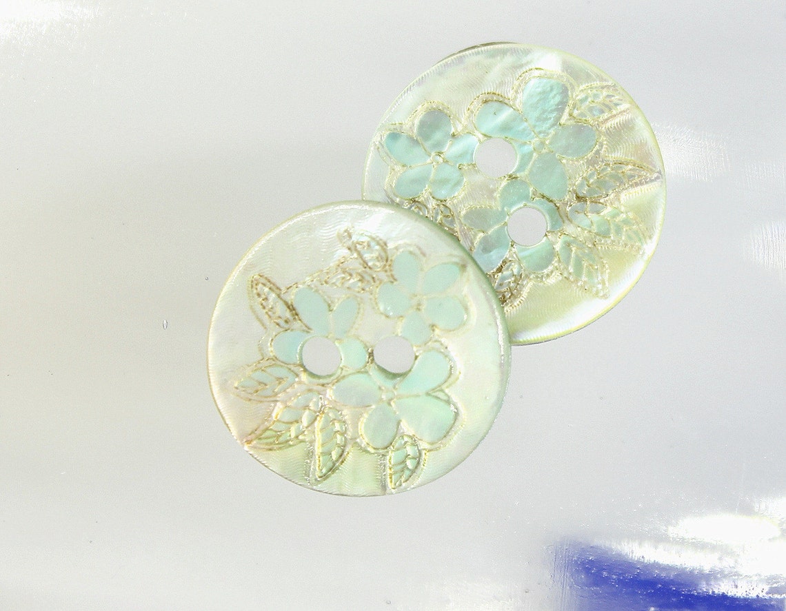 Shell Buttons Rich Luster Light Blue Flower Shell Buttons - Etsy