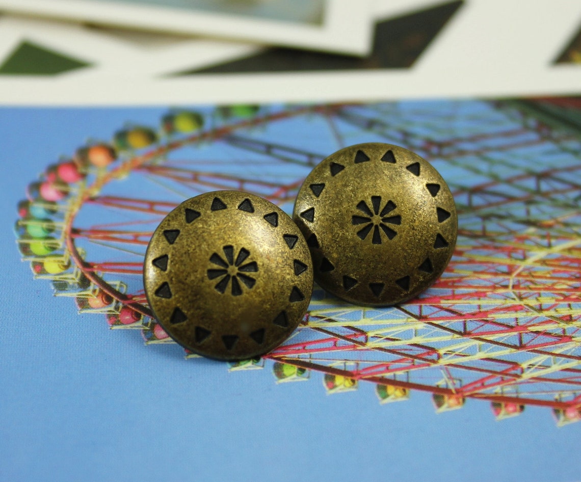 Metal Buttons Sun Wreath Metal Buttons Antique Brass Color Etsy