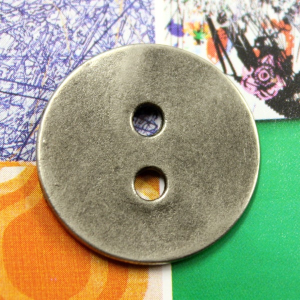 Metal Buttons - Gray Silver 2 Holes Buttons. 1 inch. 10 pcs