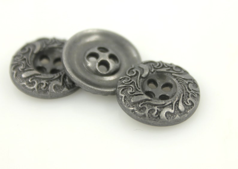 0.63 inch 10 pcs 4 Holes Metal Buttons Cirrus Circle Metal Buttons Gunmetal Color