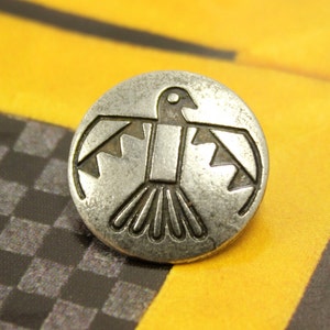 Metal Buttons - Aztec Bird Antique Silver Metal Shank Buttons - 18mm - 11/16 inch - 6 pcs