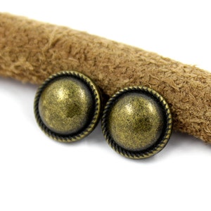 Metal Buttons - Antique Brass Domed Metal Buttons , Shank , 0.39 inch , 10 pcs