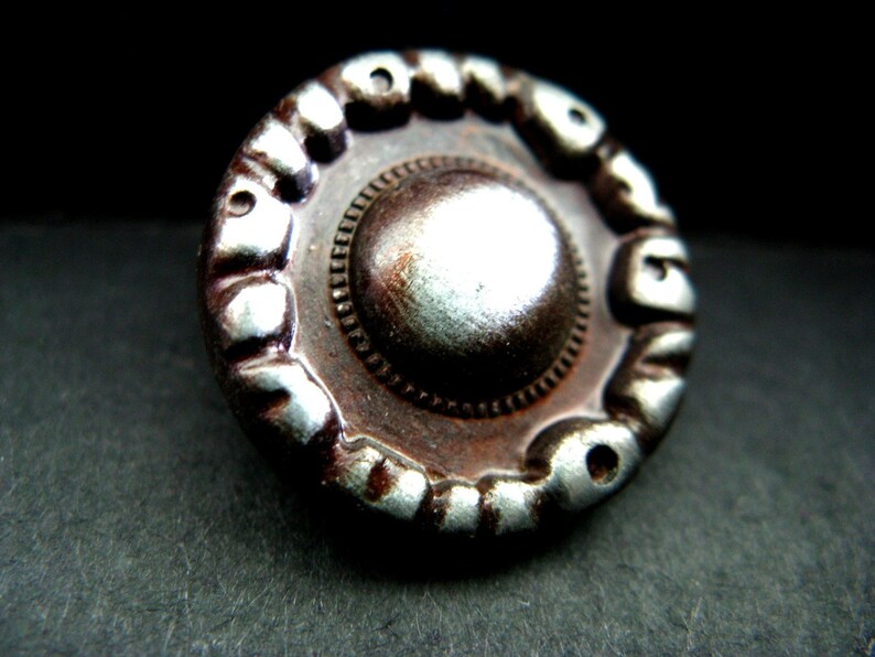 Metal Buttons Rock Circle Metal Buttons , Iron Patina Color , Shank , 0.71 inch , 10 pcs image 5