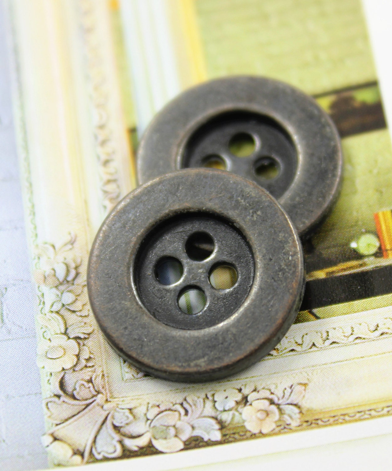 Metal Buttons Raised Edge Metal Buttons Dark Gunmetal Etsy