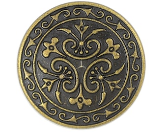 Metal Buttons - Celtic Flower Metal Buttons , Antique Brass Color , Shank , 0.91 inch , 10 pcs