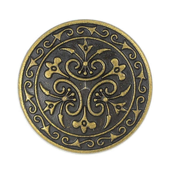 Metal Buttons - Celtic Flower Metal Buttons , Antique Brass Color , Shank , 0.91 inch , 10 pcs
