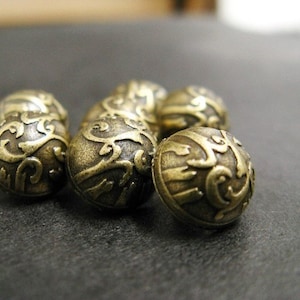 Metal Buttons - Water Splash Metal Buttons , Antique Brass Color , Domed , Shank , 0.39 inch , 10 pcs