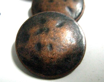 Metal Buttons - Retro Copper Metal Buttons , Shank , 1 inch , 10 pcs