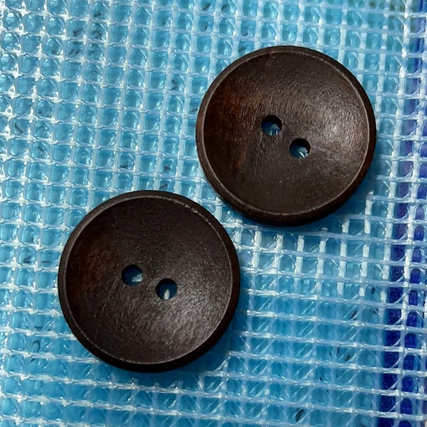 Concave Dark Brown Wooden Buttons, 0.91 inch (10 in a set)