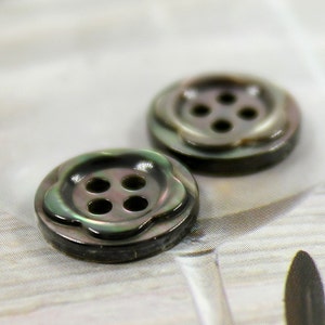 Shell Buttons Flower Carving Black Mother of Pearl Buttons, 0.43 Inch ...