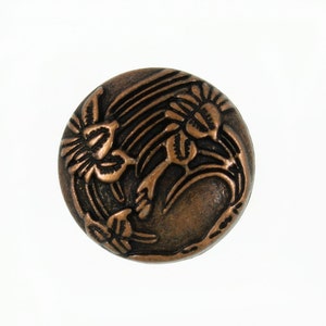 Metal Buttons - Begonia flowers Copper Metal Shank Buttons - 20mm - 0.79 inch - 10 pcs