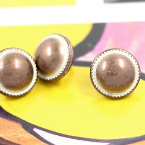 Metal Buttons - Copper White Domed Metal Shank Buttons, 0.39 inch , 10 pcs