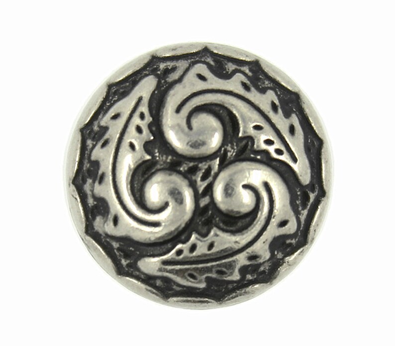 Metal Buttons Ferns Swirl Retro Silver Metal Shank Buttons 0.71 inch 6 pcs image 1