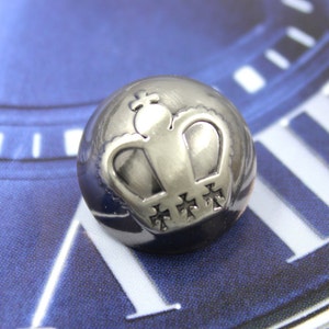 Metal Buttons - Crown Metal Buttons , Shiny Gunmetal Color , Domed , Shank , 0.67 inch , 10 pcs
