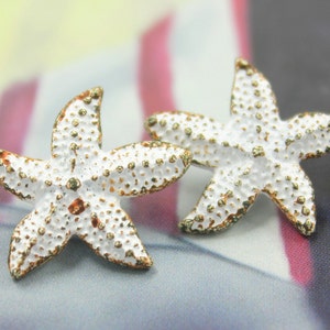 Metal Buttons Seastar White Rust Shank Metal Buttons. 0.75 inch , 6 pcs image 3