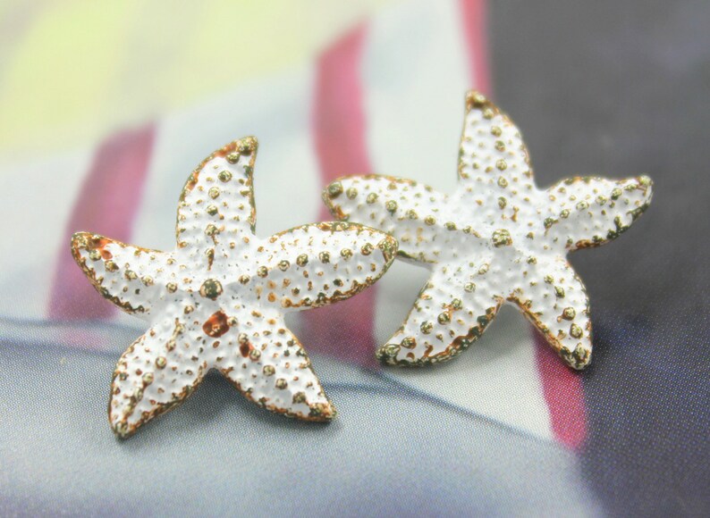 Metal Buttons Seastar White Rust Shank Metal Buttons. 0.75 inch , 6 pcs image 3