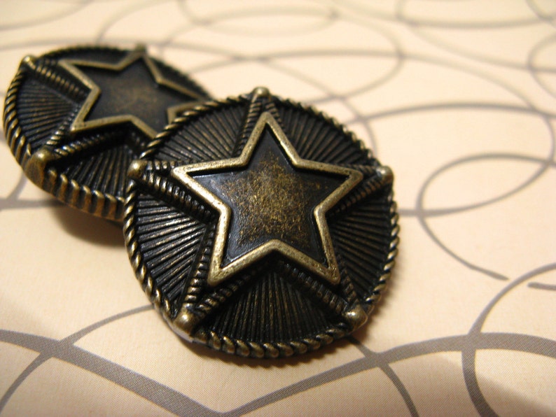 Metal Buttons Double Stars Metal Buttons Antique Brass Etsy