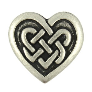 Metal Buttons - Celtic Heart Love Knot Antique Silver Metal Shank Buttons  - 0.79 inch - 3 pcs