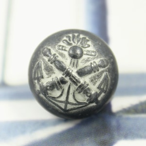 Metal Buttons - Telescopes and Anchor Metal Buttons , Gunmetal White Color , Domed , Shank , 0.67 inch , 6 pcs