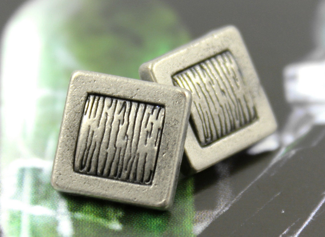 Metal Line Button Metal Buttons - Lines Metal Buttons , Gray Silver Color , Square ...
