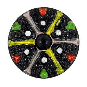 Czech Glass Button - Colorful Wheel Czech Glass Button, 1.06 inch , Shank Button