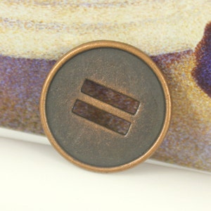 Metal Buttons - Rectangular Holes Metal Buttons , Copper Color , 0.87 inch , 10 pcs