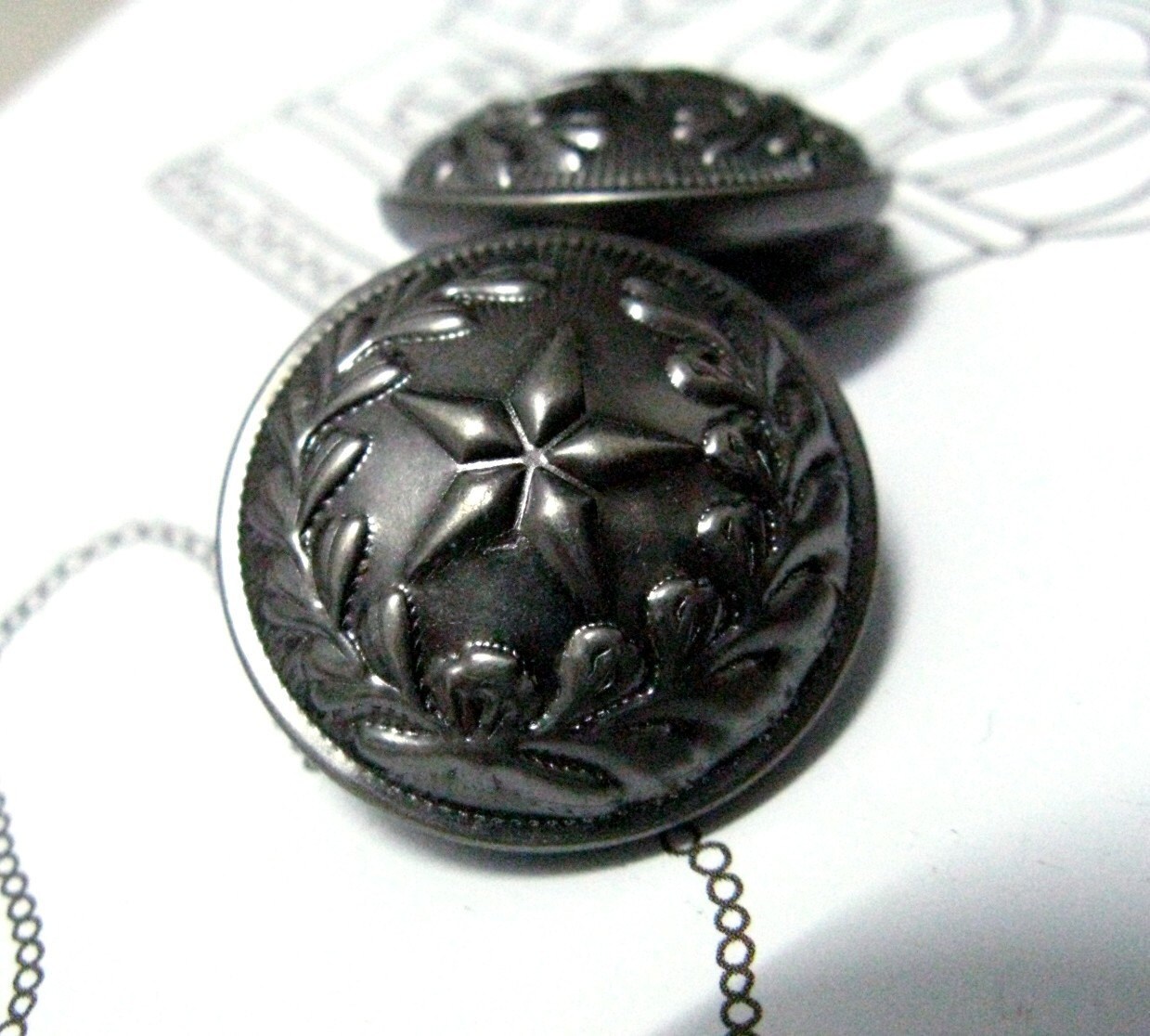 Metal Buttons - Star Straw Metal Buttons , Gray Silver Color , Domed ...