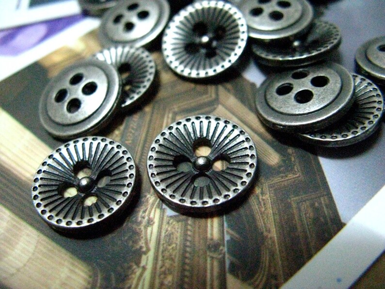 Metal Buttons Dandelion Metal Buttons Gray Silver Color Etsy