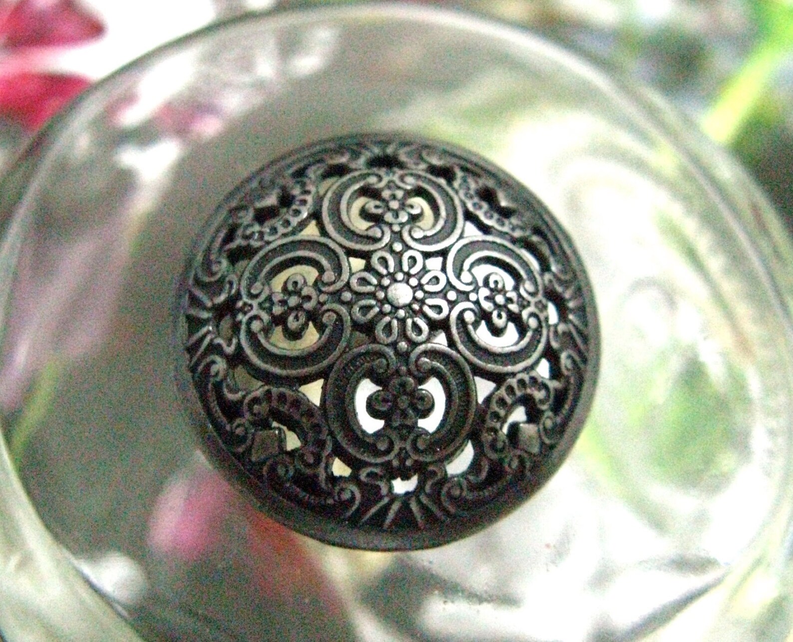 Metal Buttons Flowery Engraving Metal Buttons Gray Silver Etsy