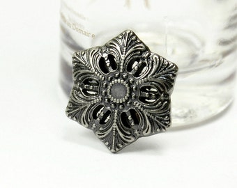 Metal Buttons - Snowflakes Metal Buttons , Gray Silver Color , Shank , 0.79 inch , 10 pcs