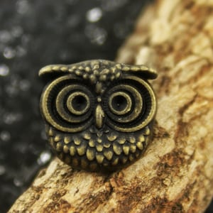 Metal Buttons - Owl Antique Brass Shank Metal Buttons. 0.63 inch , 6 pcs
