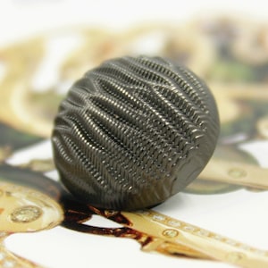 Metal Buttons - Ripples Metal Buttons , Gunmetal Color , Domed , Shank , 0.67 inch , 4 pcs