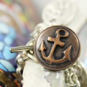 Metal Buttons - Anchor Metal Buttons , Antique Copper Color , Shank , 0.71 inch , 10 pcs