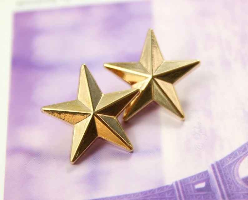 Metal Buttons Star Metal Buttons , Gold Color , Shank , 0.71 inch , 10 pcs image 2