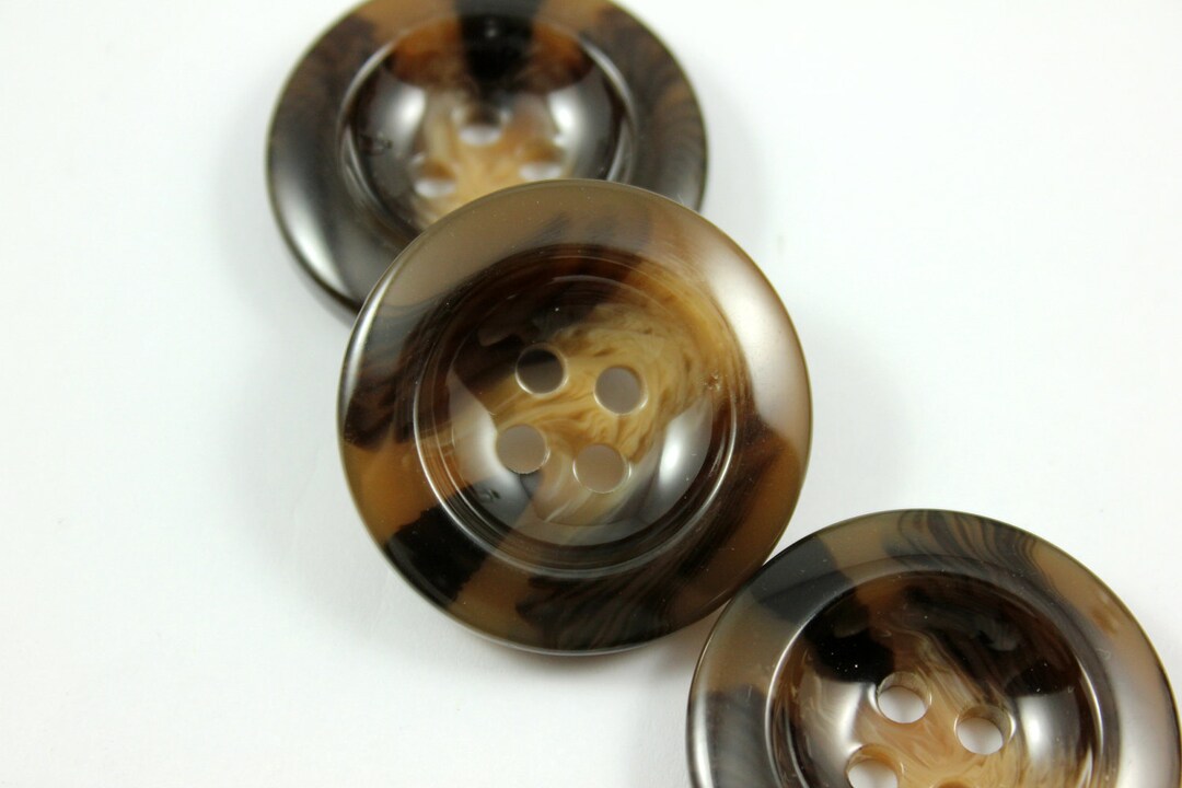 Large Resin Buttons - Lot 10 Broad Border Design Marble Taxture Brown ...