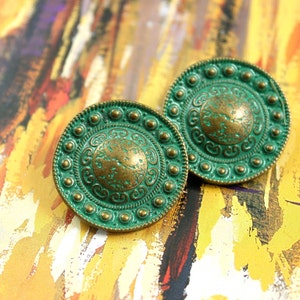 Metal Buttons - Beads Domed Metal Buttons , Cyan Brass Color , Shank , 0.91 inch , 10 pcs