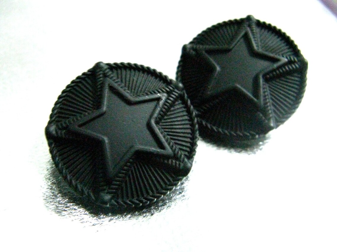 Metal Buttons - Double Stars Metal Buttons , Black Color , Shank , 1 ...