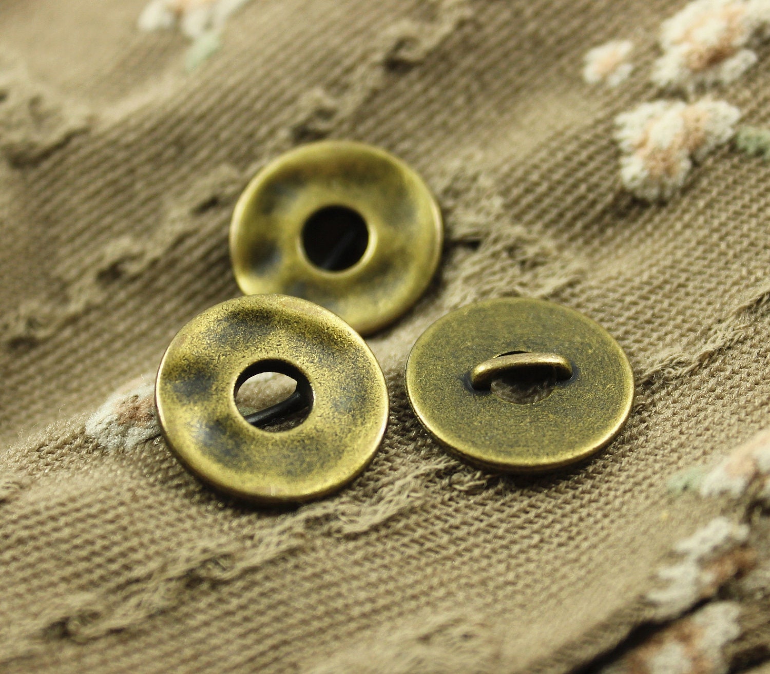 Metal Buttons Broadside Circle Metal Buttons Brass Color Etsy