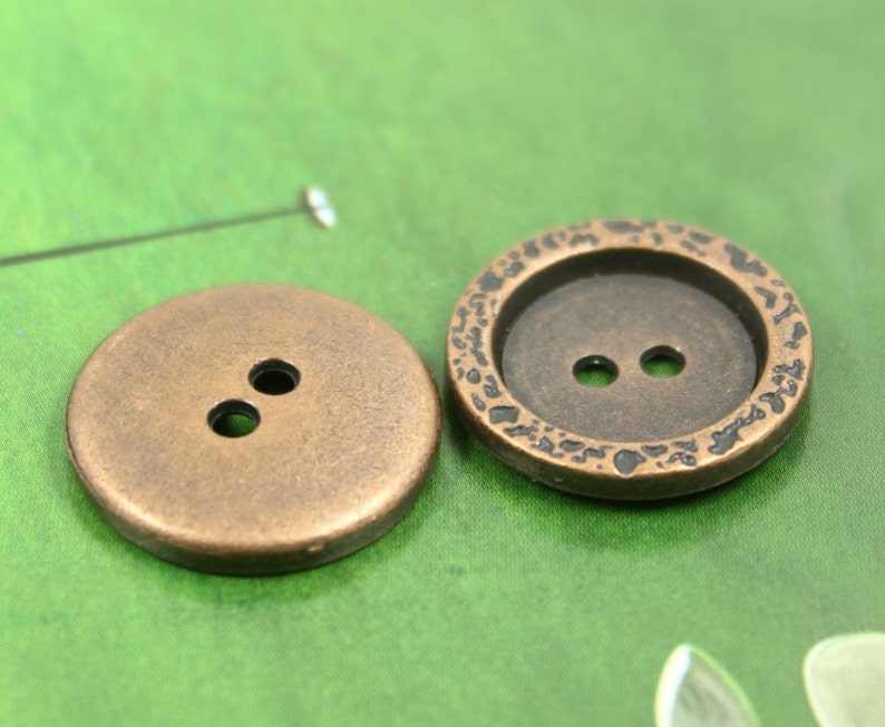 Metal Buttons - Stone Texture Border Metal Buttons , Copper Color , 2 ...