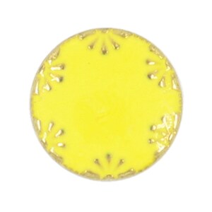 Metal Buttons - Gold Flowers Yellow Enamel Metal Shank Buttons , 0.39 inch , 10 pcs