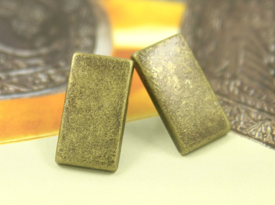 Rectangular Metal Buttons Metal Buttons - Rectangle Metal Buttons , Antique Brass Color , Shank ...