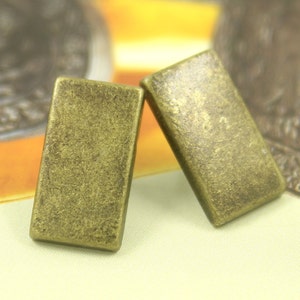 Metal Buttons - Rectangle Metal Buttons , Antique Brass Color , Shank , 0.59 inch , 10 pcs.