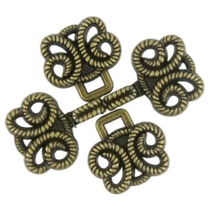 Cloak Clasp Fasteners - Twisted Rope Butterfly Cloak Clasp Antique Brass Fasteners. 5 Pairs.