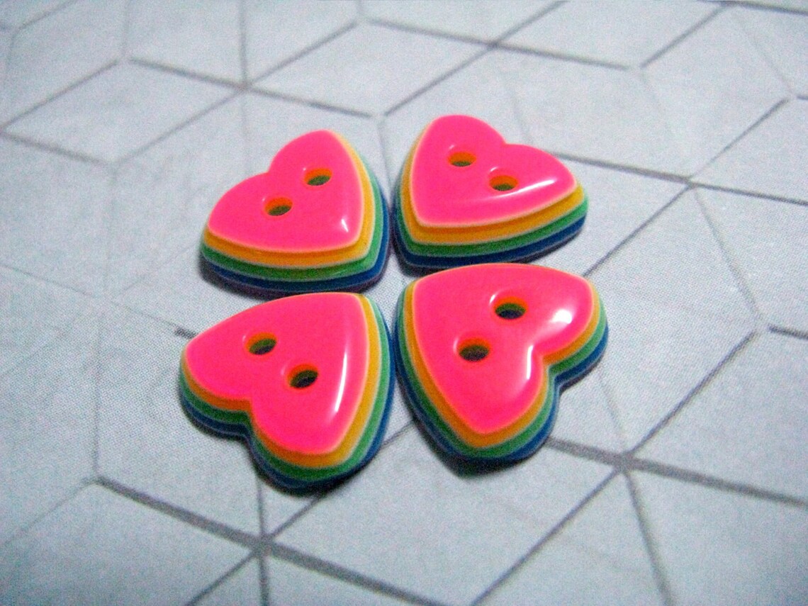 Lovely 10 Pieces of Multilayer Rainbow Heart Candy Buttons 2 Etsy